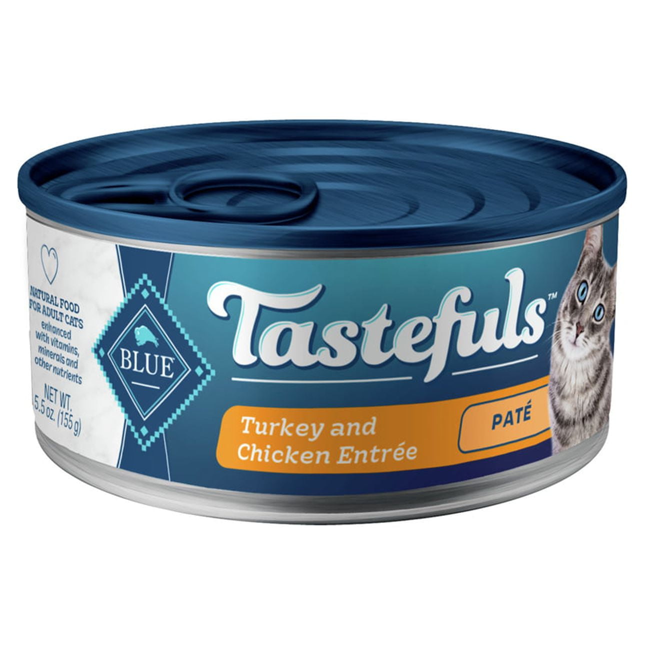 Blue Buffalo Tastefuls Turkey and Chicken Pate Wet Cat Food for Adult Cats 5.5 oz. Can