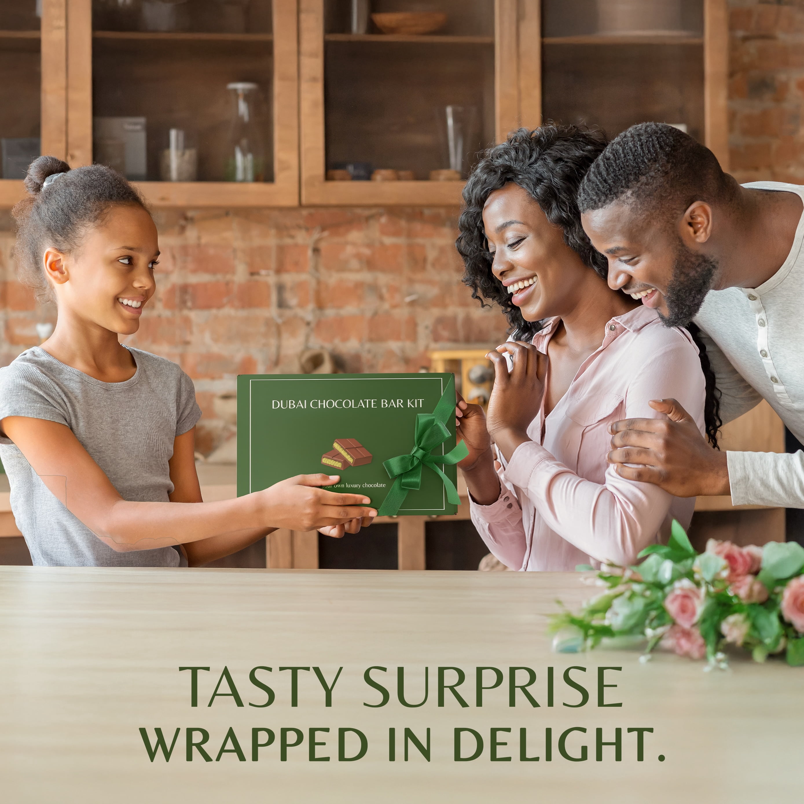 Dubai Chocolate Bar Kit Master Make at Home Set with Pistachio Cream, Tahini Mix, Dried Kataifi, Milk Chocolate Melting Wafers, Jumbo Bar Mold & Step-by-Step Guide