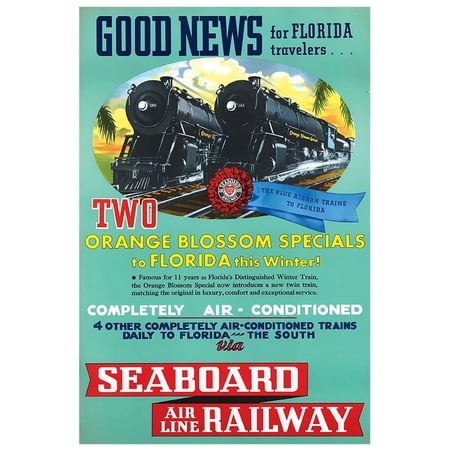 Seaboard - Florida Railway - Vintage Travel Poster (8x12Inches(US/CANonly))