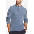 thumbnail image 1 of Camiseta henley de punto waffle resistente a la intemperie para hombre, azul, pequeña Weatherproof  henley, 1 of 1