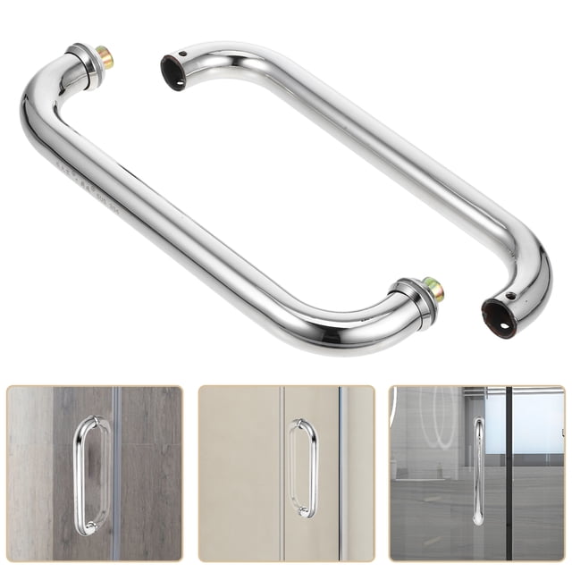 Luxshiny Longue Poignée de Porte de Douche Tube Rond en Acier Inoxydable 304 Argent 1 Ensemble
