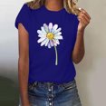 thumbnail image 5 of Hauts d'Été pour Femmes, Blouses Décontractées Élégantes 2024, T-Shirts à Manches Courtes Imprimés, Col Rond, Ample, Bleu, 5 of 5
