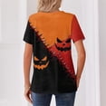 thumbnail image 6 of Domuza Womens Halloween Shirts Casual V Neck Short Sleeve Holiday Henley Tshirts Fall Funny Novelty Print Vintage Button Up Pullover-D S, 6 of 6