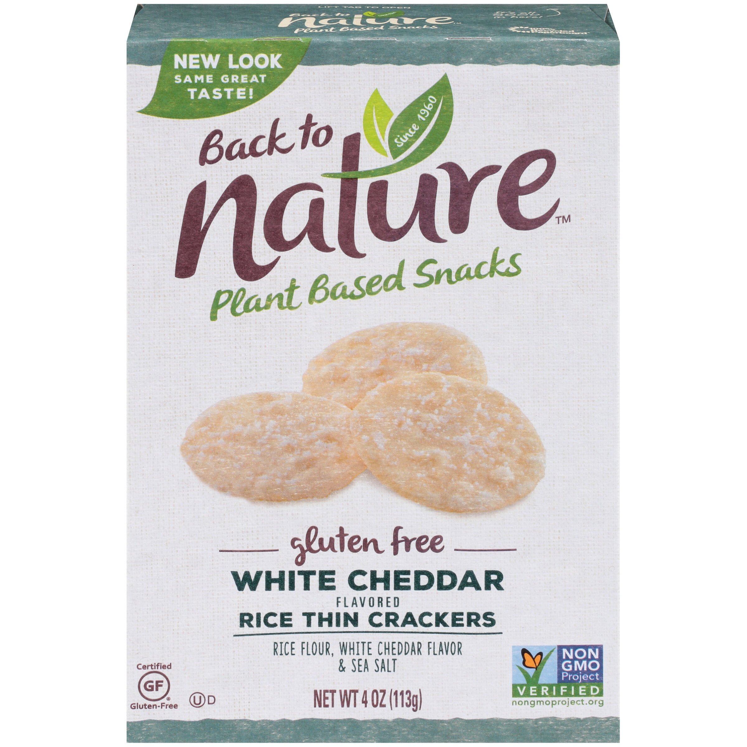 Back To Nature Gluten Free White Cheddar Flavored Rice Thin Crackers 4 Oz Box Walmart Com Walmart Com