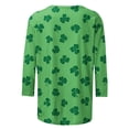 thumbnail image 4 of St. Patrick's Day Shirt for Women Vintage Shamrock Graphic T-Shirt 3/4 Sleeve Crewneck Loose Fit Festival Apparel Irish Clover Print Holiday Celebration Tops, 4 of 5