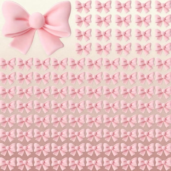 Pink Bowknot Cupcake Toppers Glitter Pink Bow Cake Picks for Bridal Engagement Wedding Birthday Party