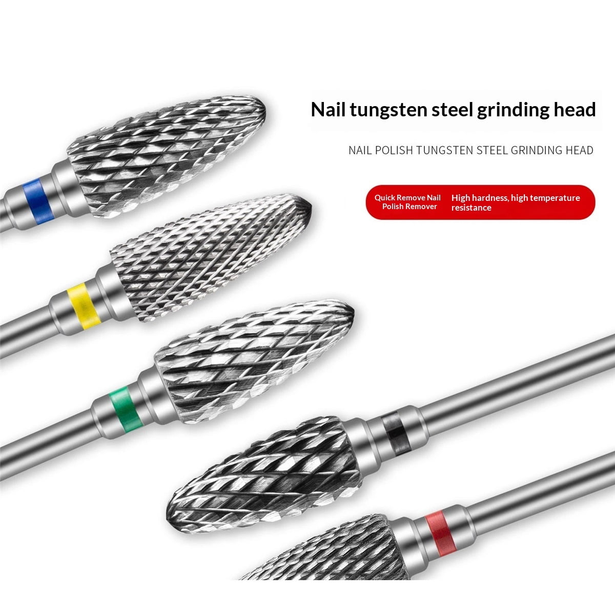Nail Drill Bits Set for Acrylic Nails,Professional Tungsten Nail File Bits Nail Art Tools,Manicure Pedicure Shapen Remove Tools, Home Salon Use(5Pieces