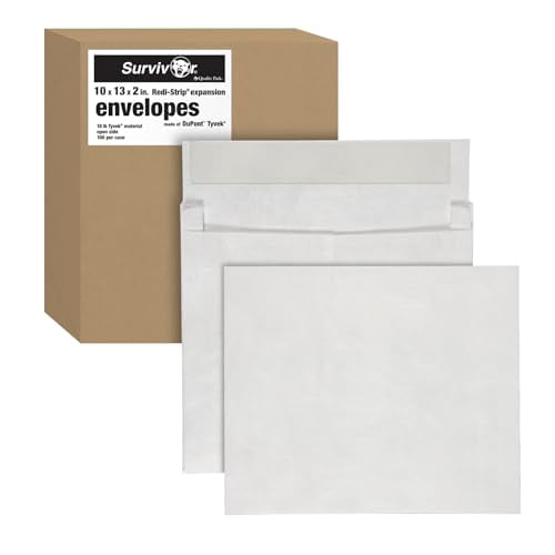 Quality Park® Tyvek® Expansion Envelopes, 10" x 13" x 2", 18 Lb, White, Carton Of 100