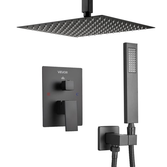 10-Inch Square Rainfall Shower System with Handheld Spray, Ceiling Mount Faucet Set