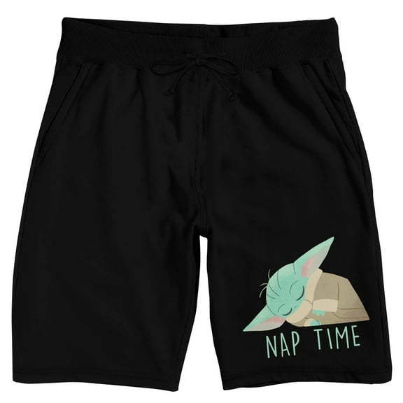 The Mandalorian Grogu Nap Time Men's Black Sleep Pajama Shorts-Medium