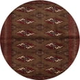 thumbnail image 1 of Ahgly Company Indoor Round Traditional Dark Sienna Brown Persian Area Rugs, 3' Round, 1 of 6