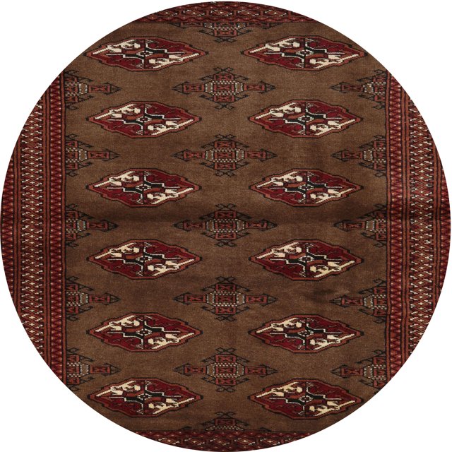 Ahgly Tapis d'Intérieur Rond Traditionnel Sienne Foncé Brun Persan, 3 Pieds Rond