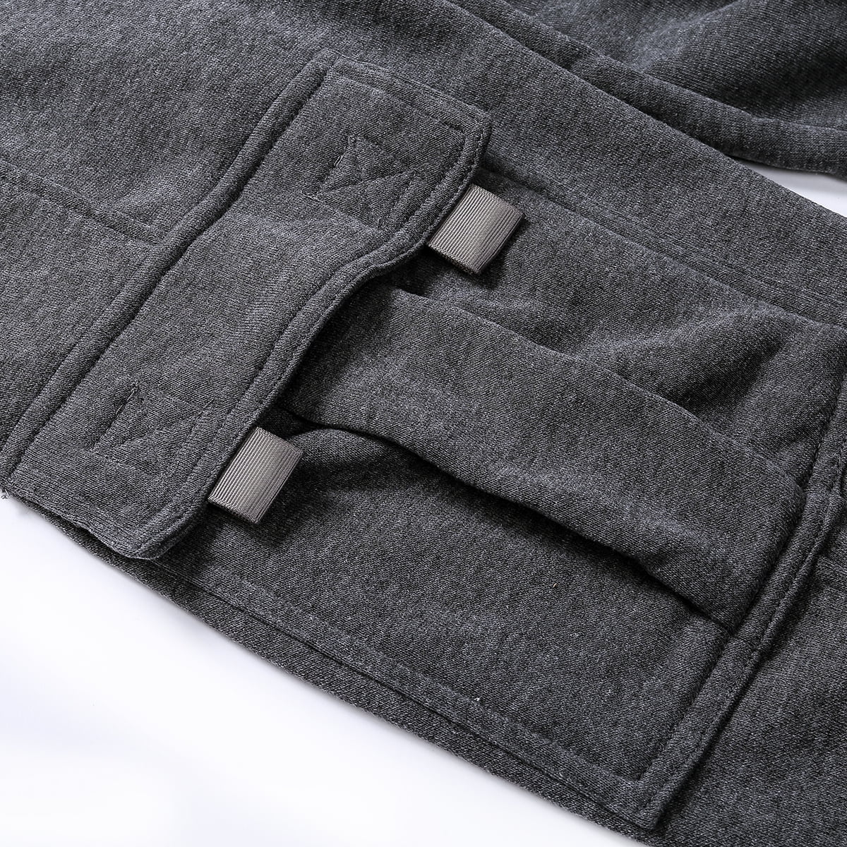 Qiylii Men's Fleece Cargo Sweatpants Relaxed Fit Bungee Cord Open Bottom