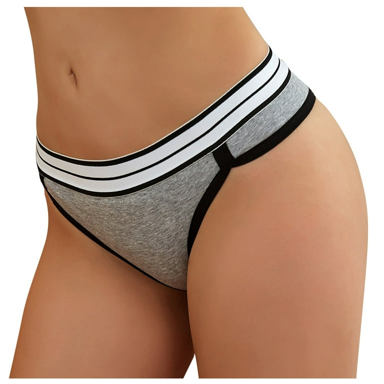 EHTMSAK Women's No Show Bikini Panties Soft Cotton Underwear for Women  Breathable Low Rise Underwear Gray L
