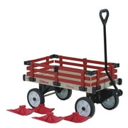 16 inch(s)  x 36 inch(s)  Red Wooden Childrens Wagon with Sleigh Runners