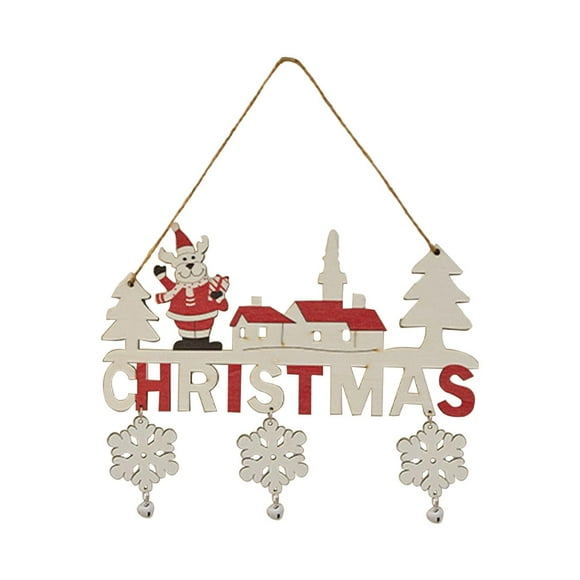 Letrero colgante de madera navideño con diseño de muñeco de nieve para puerta, decoración de pared rústica de madera para Navidad Estilo A