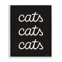 Stupell Industries Cats Repeating Typography Animals Painting White Framed Art Print Wall Art, 16 x 20