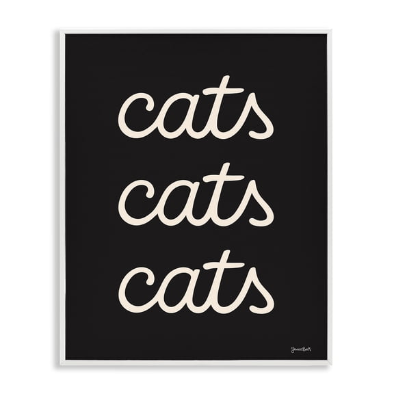 Stupell Industries Cats Repeating Typography Animals Painting White Framed Art Print Wall Art, 16 x 20