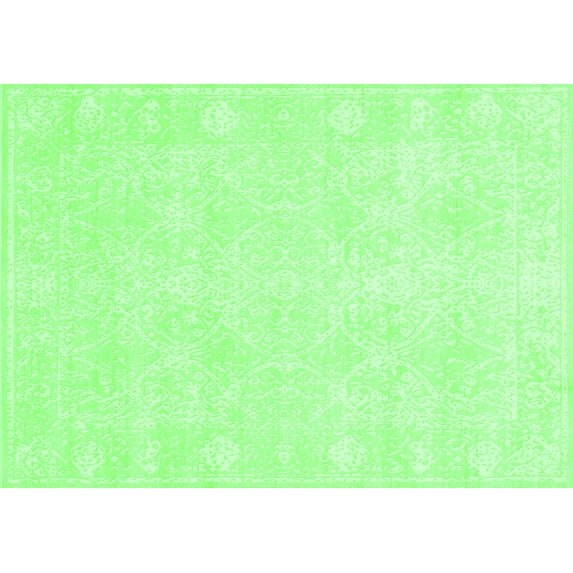 Ahgly Company Indoor Rectangle Abstract Green Contemporary Area Rugs, 2' x 4'