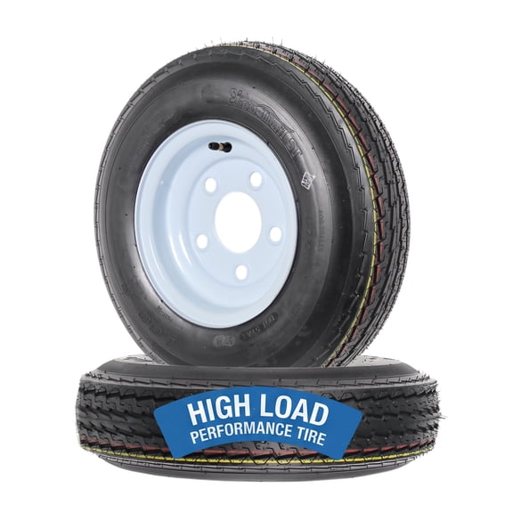 eCustomrim 2-Pk Trailer Tires On Rims 4.80-8 480-8 4.80 x 8 8 in. C 5 Lug Bolt Wheel White