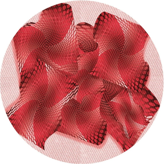Ahgly Company Indoor Round Patterned Pastel Pink Area Rugs, 5' Round