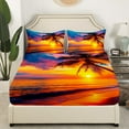 thumbnail image 3 of Erosebridal Romantic Beach Sunset Bed Sheets Twin , Coastal Palm Tree Bedding Sets Twin Size, Ocean Room Decorative 3pcs, 3 of 7