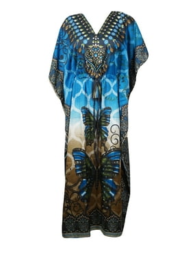Mogul Women Kaftan Maxi Dress, Bohemian Kaftan, Printed Kaftan, Summer Resort Wear, Beachwear Long Caftan One Size