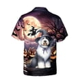thumbnail image 2 of Spooky Halloween Night Witch Old English Sheepdog Glowing Pumpkins Hawaiian Shirt Breathable Summer Unisex Merch Dog Lover - 12015, 2 of 6