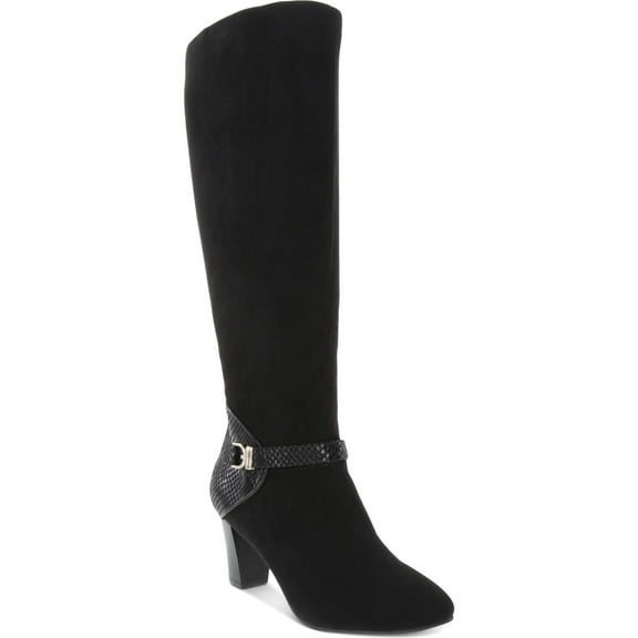 Karen Scott Womens Sharonn Faux Suede Knee-High Dress Boots Black 9 Medium (B,M)