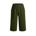 thumbnail image 7 of Capri Pants for Women Solid Color Loose Wide Leg Jogger Pants Elastic Double Drawstring Waist Button Cuff Thick Warm Fleece Stretch Breathable Casual Street Daily Walking Shopping Outdoor, 7 of 7