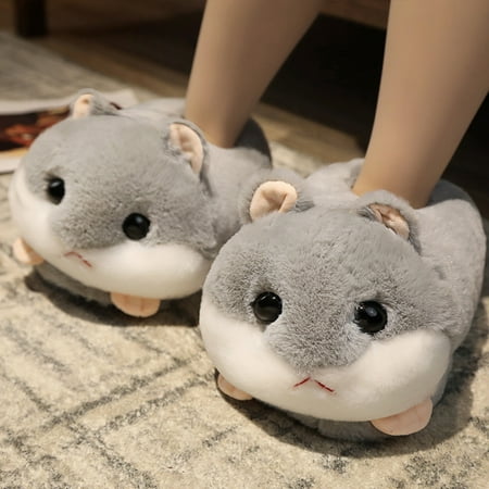 

Rabbit/Hamster/Dog Shaped Plush Slippers Creative Wrapping Fuzzy Warm Lined Winter Drag Shoes for Adults Indoors 35-41CM