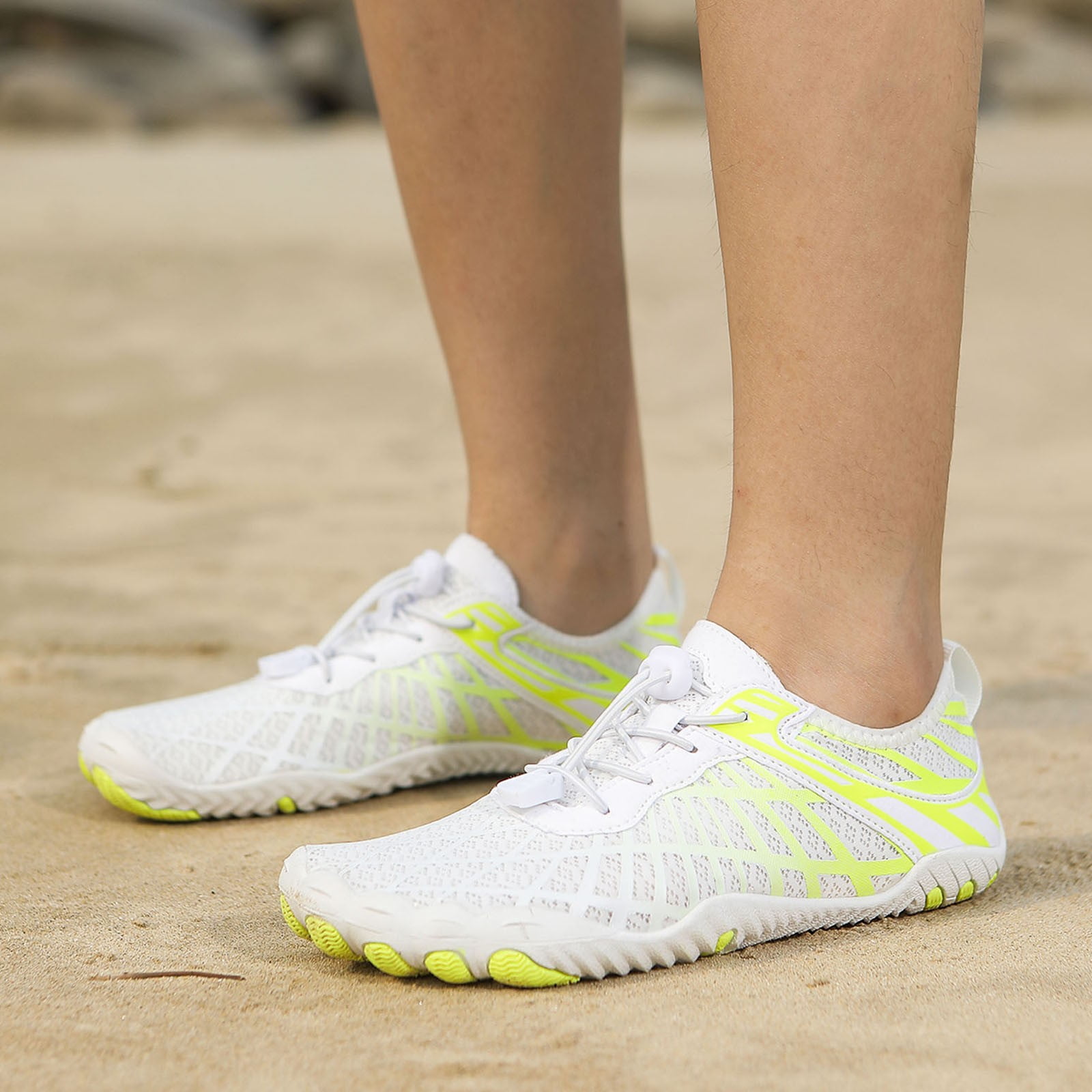 Dakaela Hike Barefoot Shoes Athletic Hiking Minimalist Water Sneakers Wide Toe Box Running Shoe Yellow 8