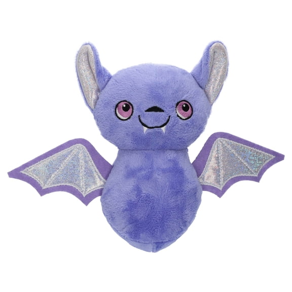 Vibrant Life Halloween Bat Plush Dog Toy with Squeaker, Purple, Chew Level 1