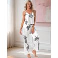 thumbnail image 2 of DARING DIVA Women's Leopard Satin Silky Soft V Neck Spaghetti Pants Pajama Set L White, 2 of 7