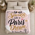 thumbnail image 5 of Sparkle Like a Paris Dream Quote with Bow, Romantic Paris Style for Travel Lovers, Golden Skyline Pattern and Anniversary Gift, Cozy Flannel Blanket for Bedroom and Study Room, Home Decor, 5 of 9