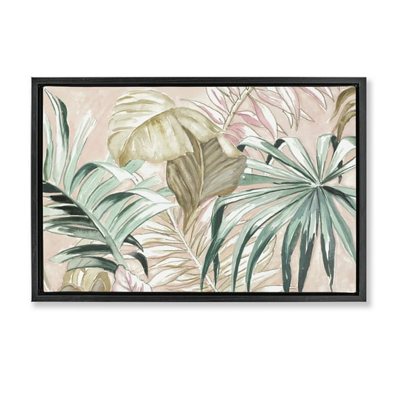 Stupell Industries Soft Tropical Leaves Botanical & Floral Painting Black Floater Framed Art Print Wall Art, 25 x 17