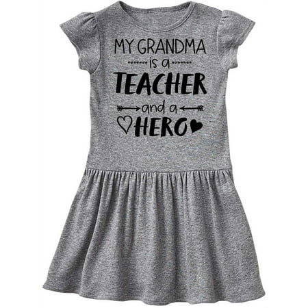 

Inktastic My Grandma is a Teacher and a Hero Gift Toddler Girl Dress
