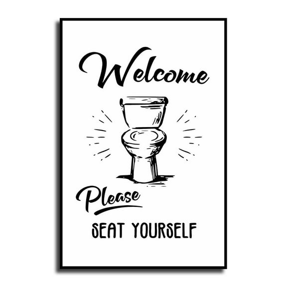 Black and White Bathroom Poster Funny Bathroom Quote Wall Art Cute Canvas Print Wall Decor Minimalist Toilet WC Artwork