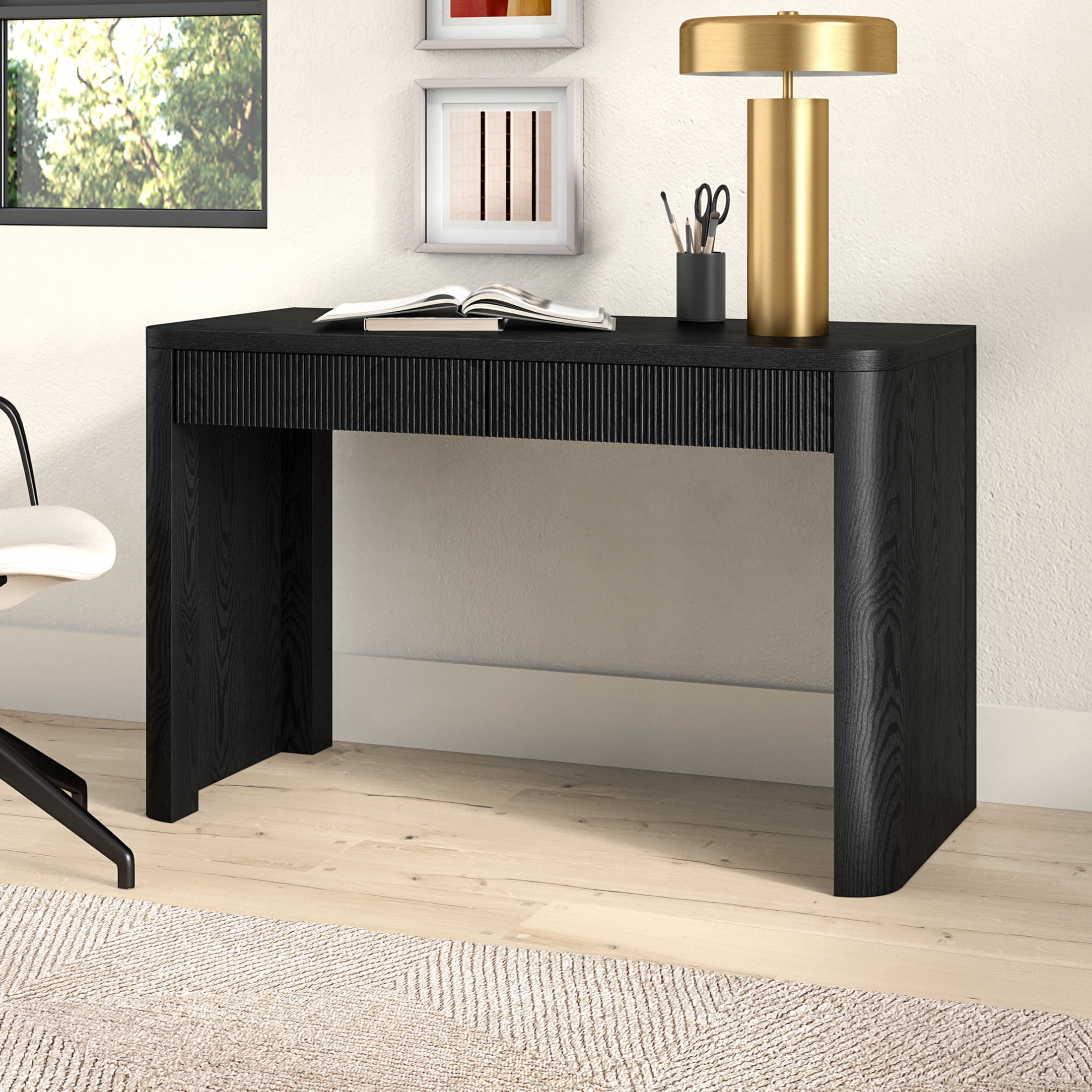 Evelyn&Zoe Modern/Contemporary 47.5" Wide Black Grain Home Office