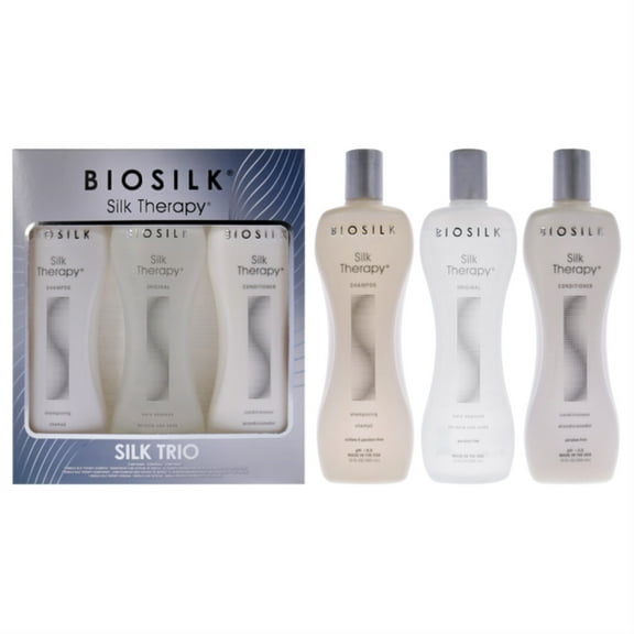 Silk Therapy Trio by Biosilk for Unisex - 3 Pc Set 12oz Biosilk Therapy Shampoo, 12oz Biosilk Therapy Conditioner, 12oz Biosilk Therapy Serum