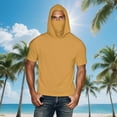 thumbnail image 2 of Fanxing Big and Tall Cooling Sun Shirt with Face Mask Short Sleeve Hoodie Mens UPF 50+ UV Sun Protection Shirts Lightweight Performance Fishing Shirt Yellow,M, 2 of 9