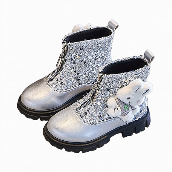 HCNTES Boys Girls Boots Lace Up Kids Cowboy Boots Toddler Boots With Side Zipper(13,Silver-g2)