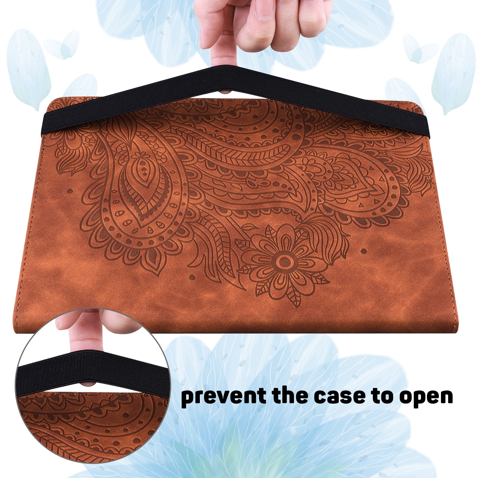 Tarise for iPad 10th Generation Case 2022 with Pencil Holder, Embossed Pattern Premium PU Leather Folding Stand Shockproof Folio Book Slim Case Cover for 2022 iPad 10th Gen A2696 A2757 A2777, Brown