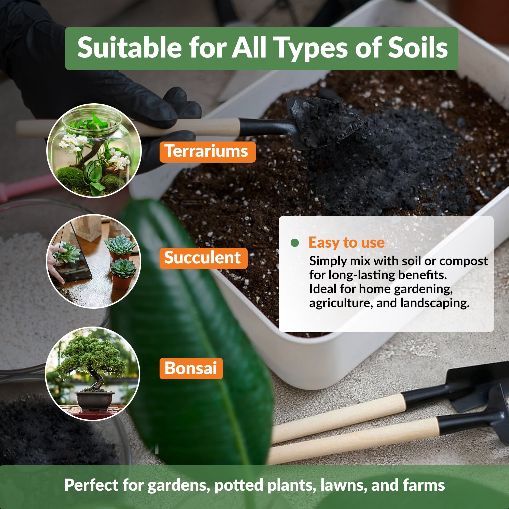 Premium Biochar Soil Enhancer – 100% Organic Charcoal Amendment for Improved Soil Health and Plant Growth 20 lbs
