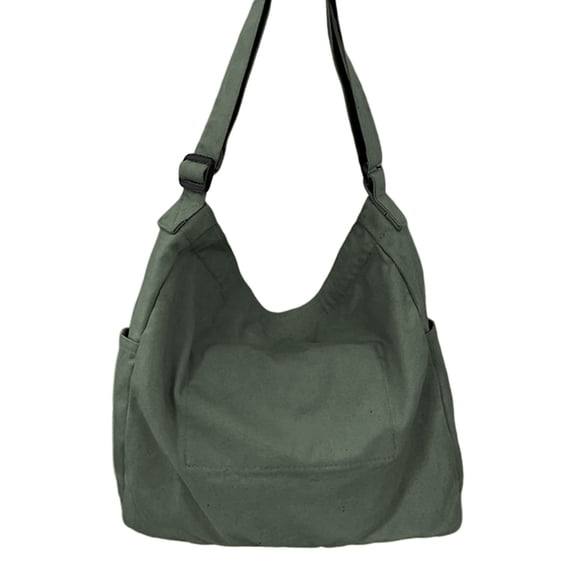Canvas Hobo Crossbody Shoulder Tote Bag for Women and Men W/Multi-pocket Casual Purse Messenger Bags Travel Work