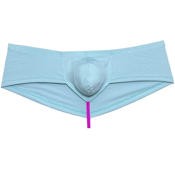 Men's Breathable Hipster Hip Hop Boxer Briefs Underwear Bulge Pouch Bikini Bottoms 1/2 Buttocks Light Blue L