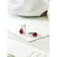 thumbnail image 4 of Gem Stone King 925 Sterling Silver Red Created Ruby and White Topaz Earrings for Women (4.15 Cttw, Gemstone July Birthstone, Oval 9X7MM), 4 of 5