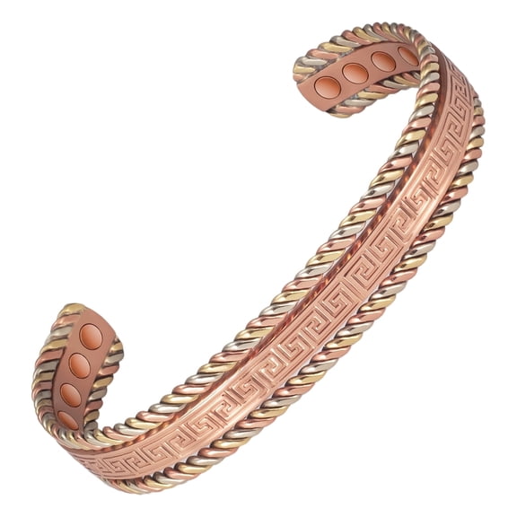 Wollet Pure Copper Bracelet for Men Women, Tri Color Celtic Copper Jewelry Gift for Mom Dad