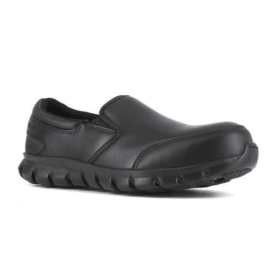 Reebok Work Men's Sublite Cushion Composite Toe ESD Athletic Slip-On Work Shoe Black - RB4036
