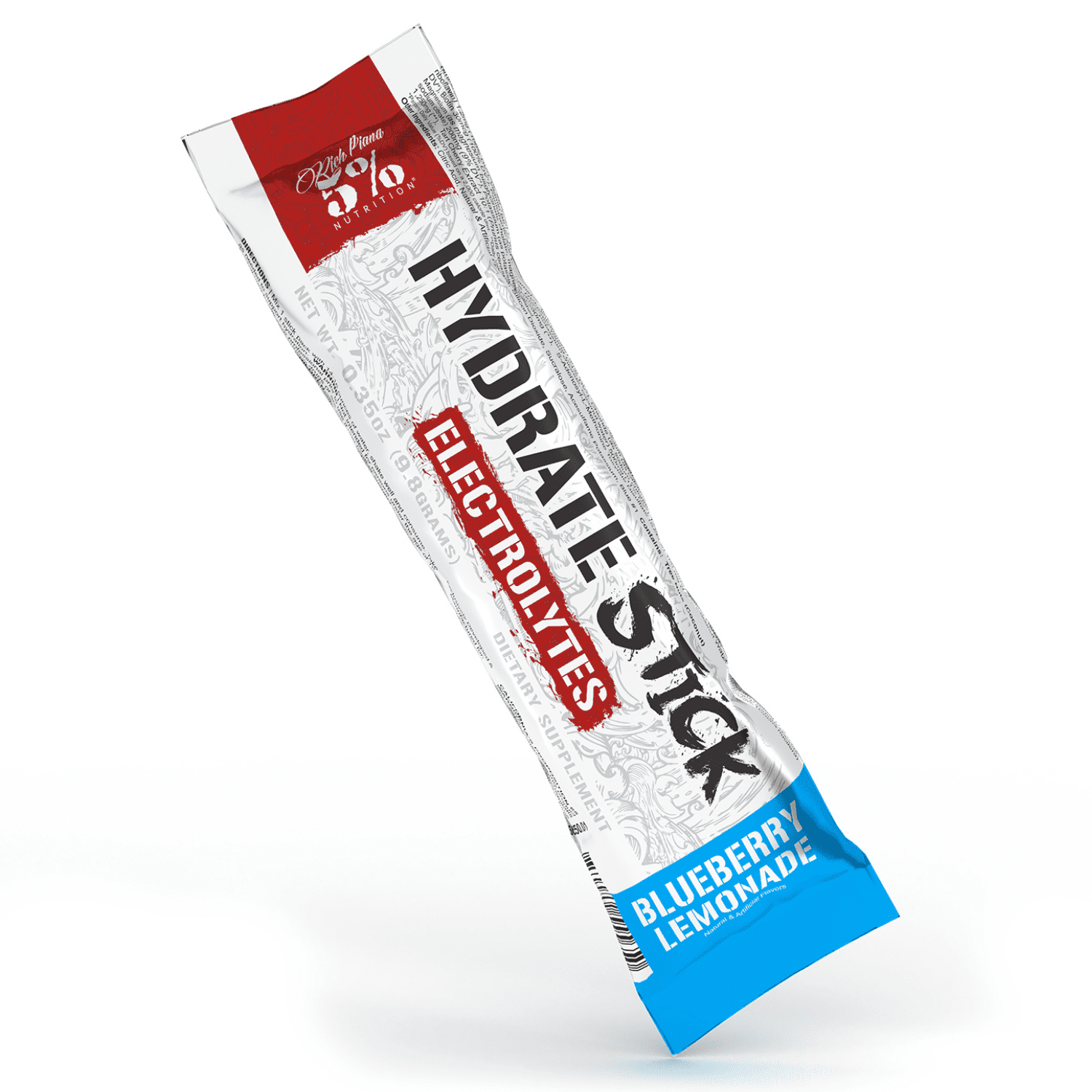 5% Nutrition Hydrate Stick Electrolyte Powder Packets, Coconut Water Hydration Supplement - 10 Count (Blueberry Lemonade)